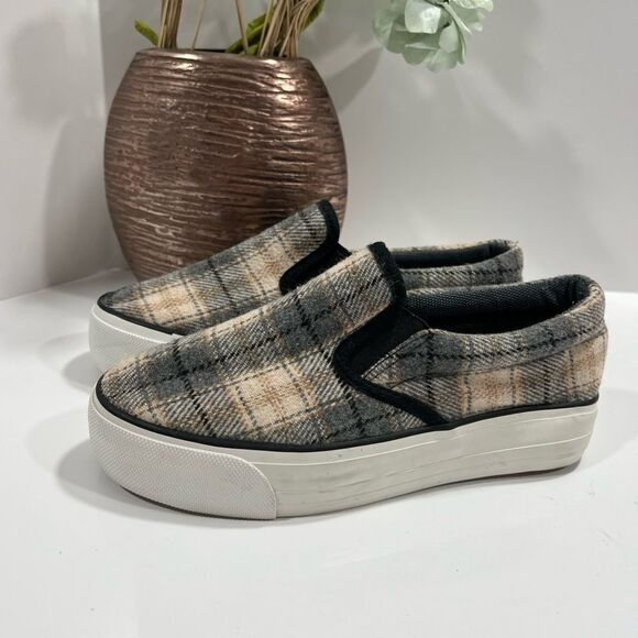 Restricted Plaid Slip On Sneakers sz 6.5 Platform # 7-J - Picture 3 of 7